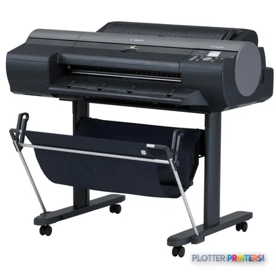Canon imagePROGRAF iPF8300 large format printer product image showing front view with stand and media tray