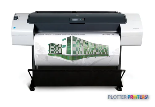 HP Designjet T770 610mm large-format printer with architectural rendering printed on roll media
