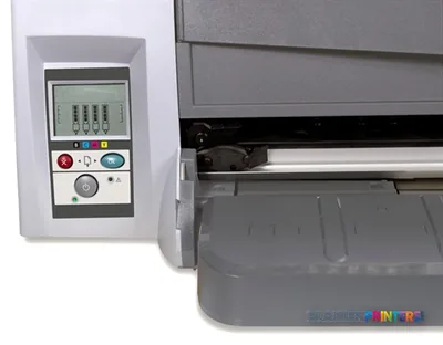 HP Designjet 111 large format printer product image showing control panel and paper feed mechanism