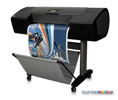 HP Designjet Z2100 24-in Photo Printer product image showing black large-format printer on stand with colorful photo output