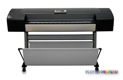 HP Designjet Z3100 44-in Photo Printer front view showing black printer body with paper tray