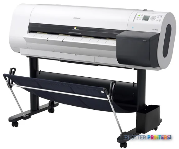 Canon imagePROGRAF iPF710 large format printer product image showing white and black printer on stand