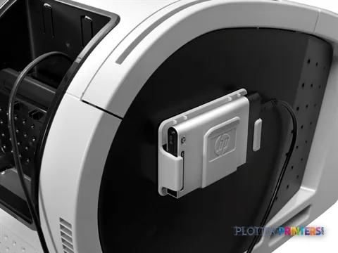 HP Designjet T2300 product image showing the printer's ink cartridge compartment with cartridge installed