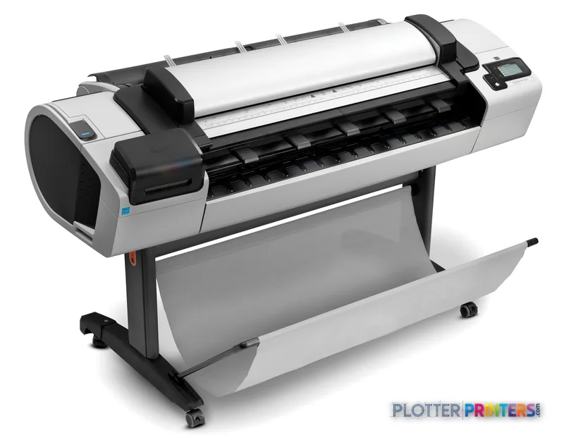 HP Designjet T2300 large-format printer product image showing white and black printer with roll feed system