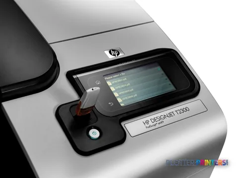 HP Designjet T2300 large format printer product image showing touchscreen control panel