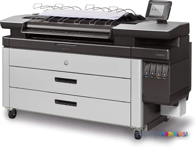 HP PageWide XL 4600 40-in Multifunction Printer product image showing front view with top stacker and control panel