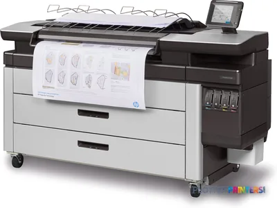 HP PageWide XL 4600 40-in Multifunction Printer product image showing front view with stacker and control panel