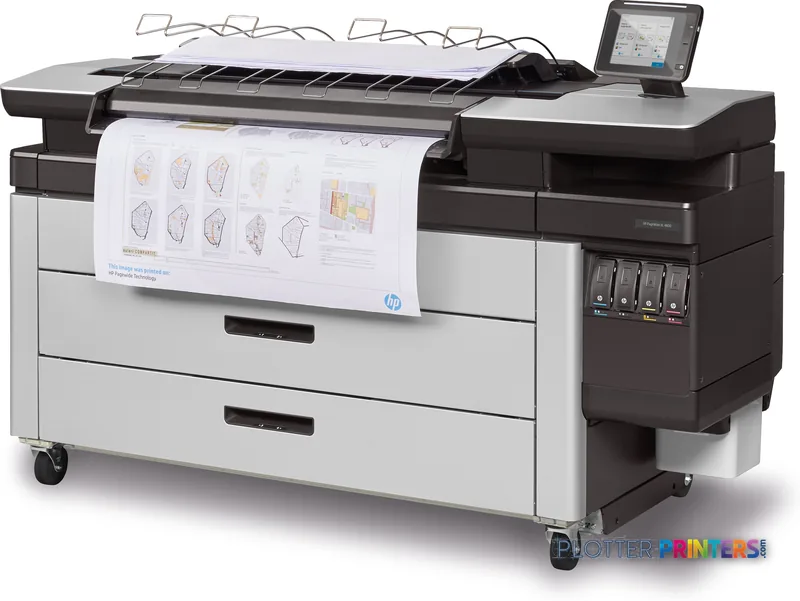 HP PageWide XL 4600 40-in Multifunction Printer product image showing front view with stacker and control panel