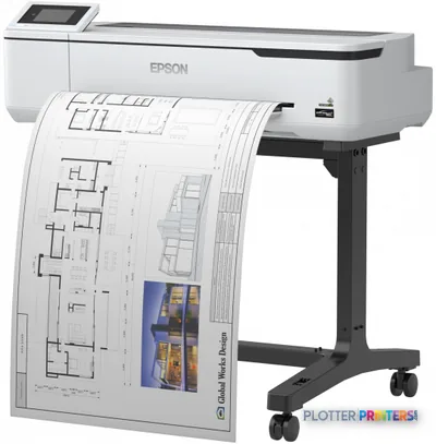 Epson SureColor T3100 wireless large-format printer product image showing white printer with stand and architectural bluepri…
