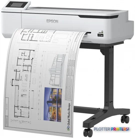 Epson SureColor T3100 wireless large-format printer product image showing white printer with stand and architectural bluepri…
