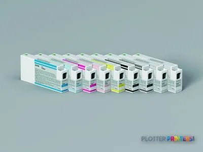 Epson Stylus Pro 7890 ink cartridges product image showing nine colored ink tanks arranged in a row