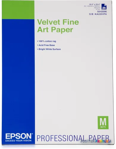 Epson Velvet Fine Art Paper, DIN A2, 260g/m², 25 Sheets