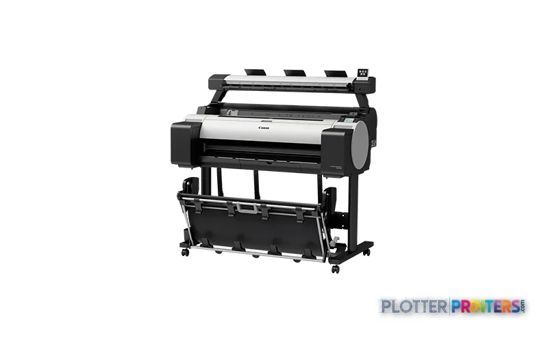 Canon TM-300 MFP L36ei large-format printer product image showing black and white thermal inkjet device on stand