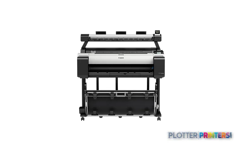Canon TM-300 MFP L36ei large-format printer product image, front view showing black and white thermal inkjet device
