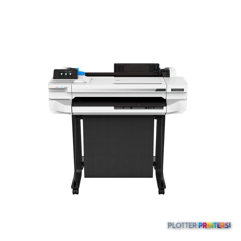 HP DesignJet T530 24-in Printer product detail view showing white thermal inkjet printer on black stand