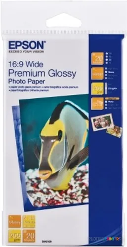 Epson Premium Glossy Photo Paper, 16:9 Breitformat, 255g/m², 20 Sheets