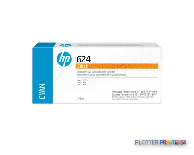 HP 624 775-ml Cyan Stitch Dye Sublimation Ink Cartridge
