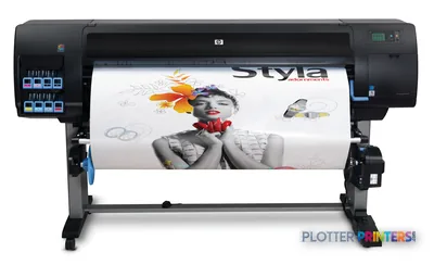 HP Designjet Z6200 60-in Photo Printer product image showing the printer with colorful photo output on roll media