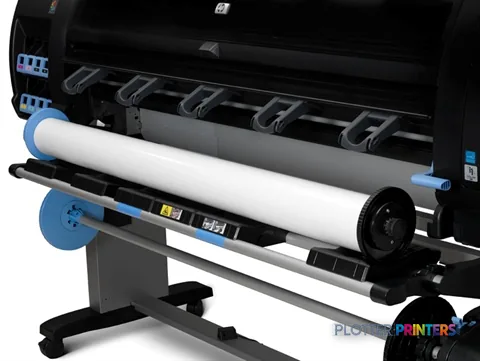 HP Designjet Z6200 60-in Photo Printer front view showing white media roll loaded in the printer
