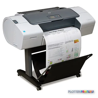 HP Designjet T770 24-in Printer with Hard Disk product image showing white printer on stand with paper output