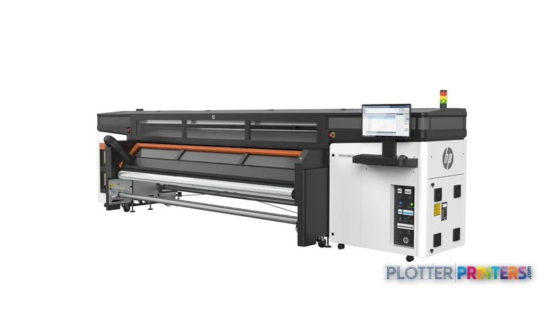 HP Stitch S1000 126-in Printer front-right view showing black thermal inkjet printer with control panel