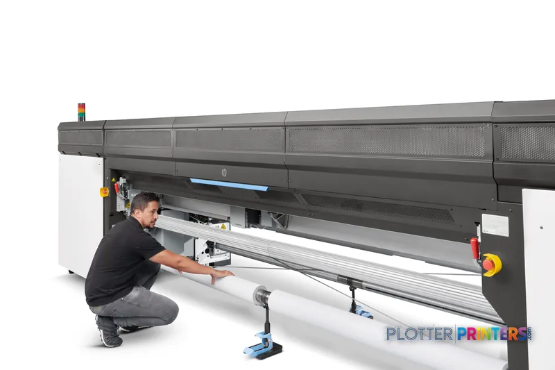 HP Stitch S1000 126-in Printer lifestyle image showing technician operating the large-format printer