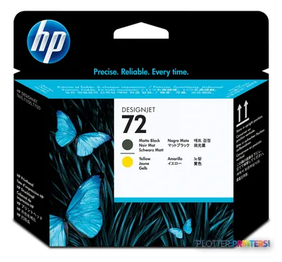 HP 72 Matte Black and Yellow DesignJet Printhead