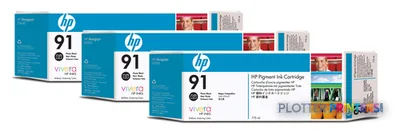 HP 91 3-pack 775-ml Photo Black DesignJet Pigment Ink Cartridges print head Thermal inkjet