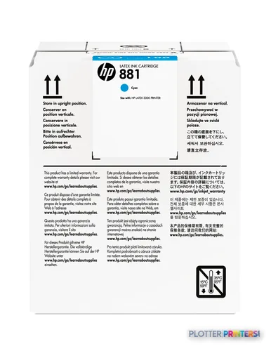 HP 881 5-liter Cyan Latex Ink Cartridge