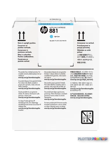 HP 881 5-liter Light Cyan Latex Ink Cartridge