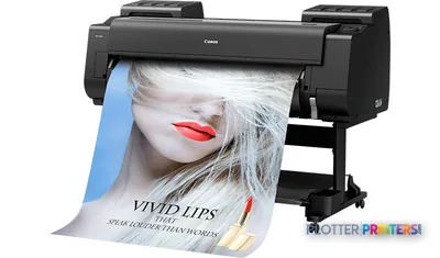 Canon imagePROGRAF PRO-4100S large format printer with vibrant color print output showing portrait imagery