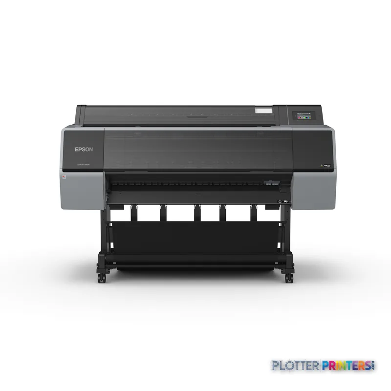 Epson SureColor SC-P9500 Spectro large-format printer product image showing front view with grey and black chassis on wheele…