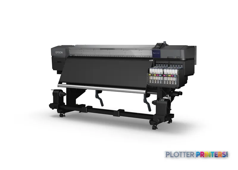 Epson SureColor SC-F9400H large format inkjet printer product image showing black printer with ink cartridges