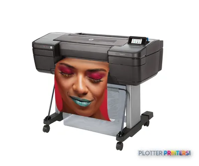 HP DesignJet Z9+ 24-in PostScript Printer front-left view with vibrant color portrait output