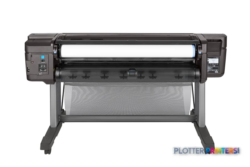 Rear view of HP DesignJet Z9+ 24-in PostScript Printer showing output tray and stand