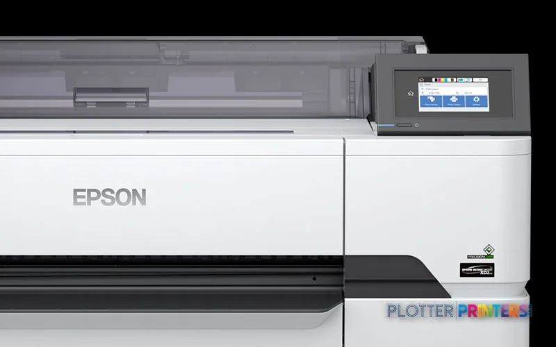Epson SureColor SC-T3405N large format printer product image showing white printer body with touchscreen control panel