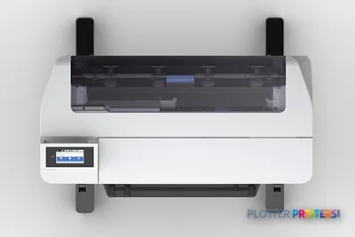 Top view of white Epson T2170 large format printer showing paper feed area and control panel
