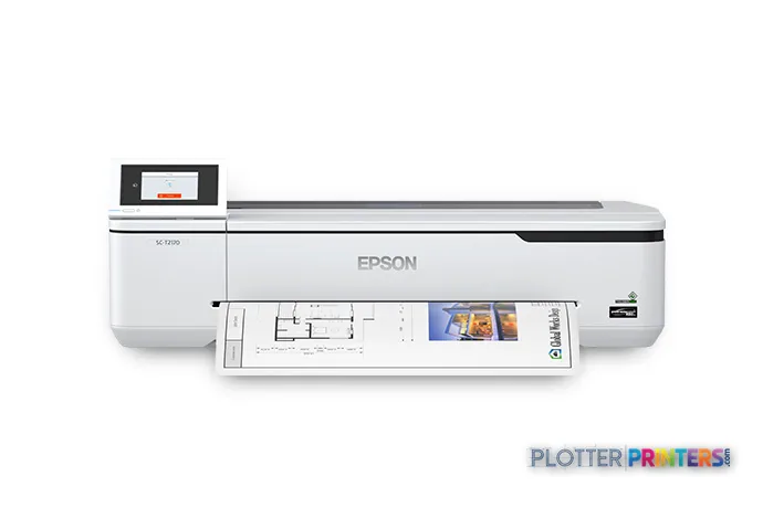Epson T2170 large format printer product image showing white inkjet printer with output tray extended