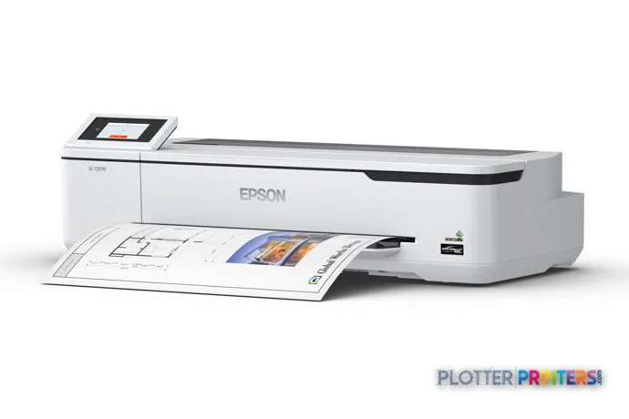 Epson T2170 large format printer product image showing white inkjet printer with output tray extended