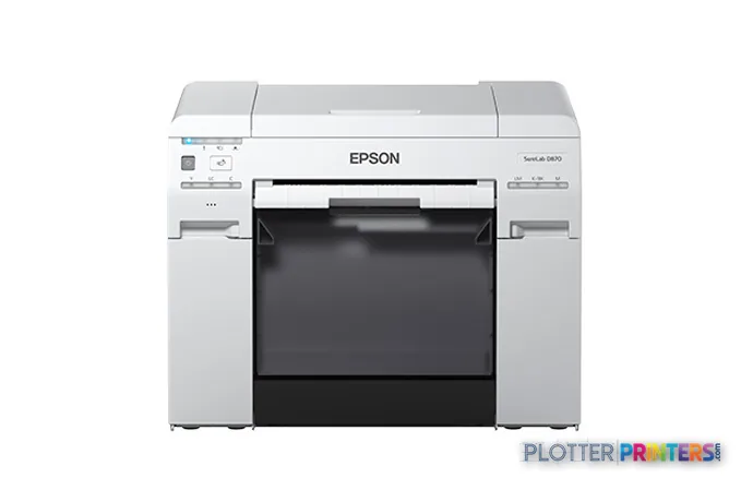 Epson SureLab D870 large-format inkjet printer product image, white with black output tray