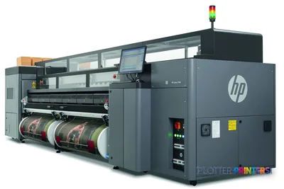 HP Latex 3500 large format printer product image showing grey printer with roll feed system and control panel