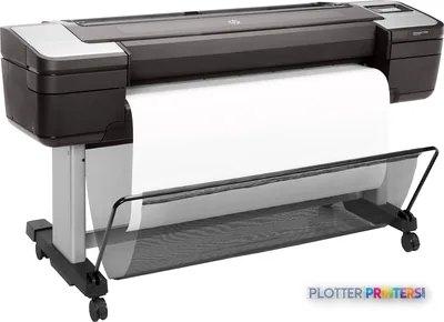 HP DesignJet T1700dr 44-in PostScript Printer product image showing black printer with white paper roll loaded
