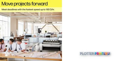 HP DesignJet T2600 36-in PostScript Multifunction Printer in office environment with annotated features