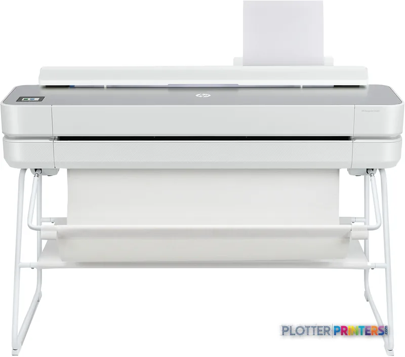 HP DesignJet Studio Steel 36-in Printer product image showing white large-format printer with stand