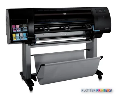 HP Designjet Z6100 42-in Printer product image showing front view with ink cartridges and media tray