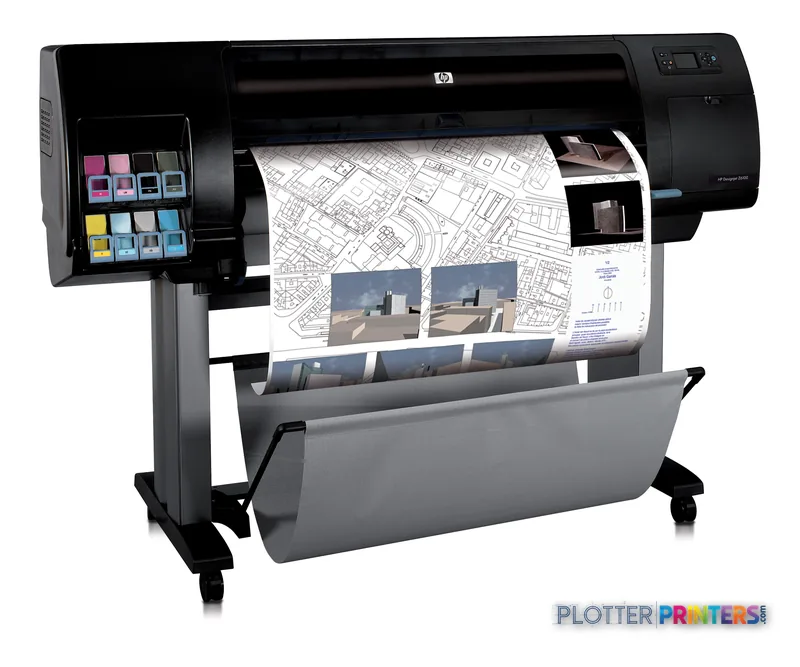 HP Designjet Z6100 42-in Printer large format printer with architectural and photo prints displayed