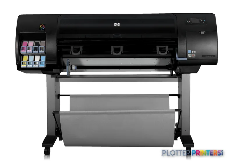 HP Designjet Z6100 42-in Printer large format printer with ink cartridges and roll media stand
