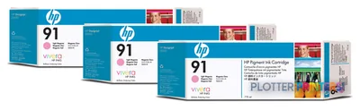 HP 91 3-pack 775-ml Light Magenta DesignJet Pigment Ink Cartridges print head Thermal inkjet