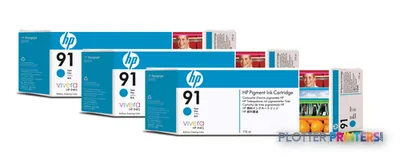 HP 91 3-pack 775-ml Cyan DesignJet Pigment Ink Cartridges print head Thermal inkjet