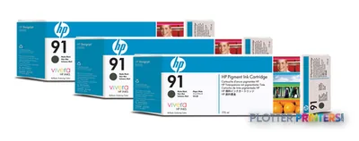 HP 91 3-pack 775-ml Matte Black DesignJet Pigment Ink Cartridges print head Thermal inkjet